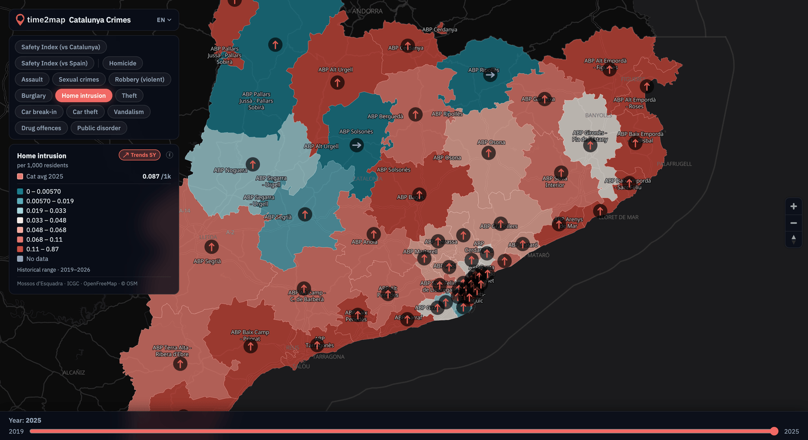 Home intrusion trend map