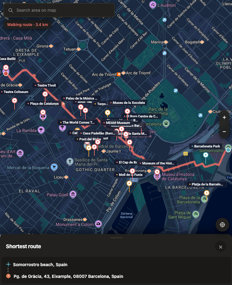 Walking route example in Time2Route