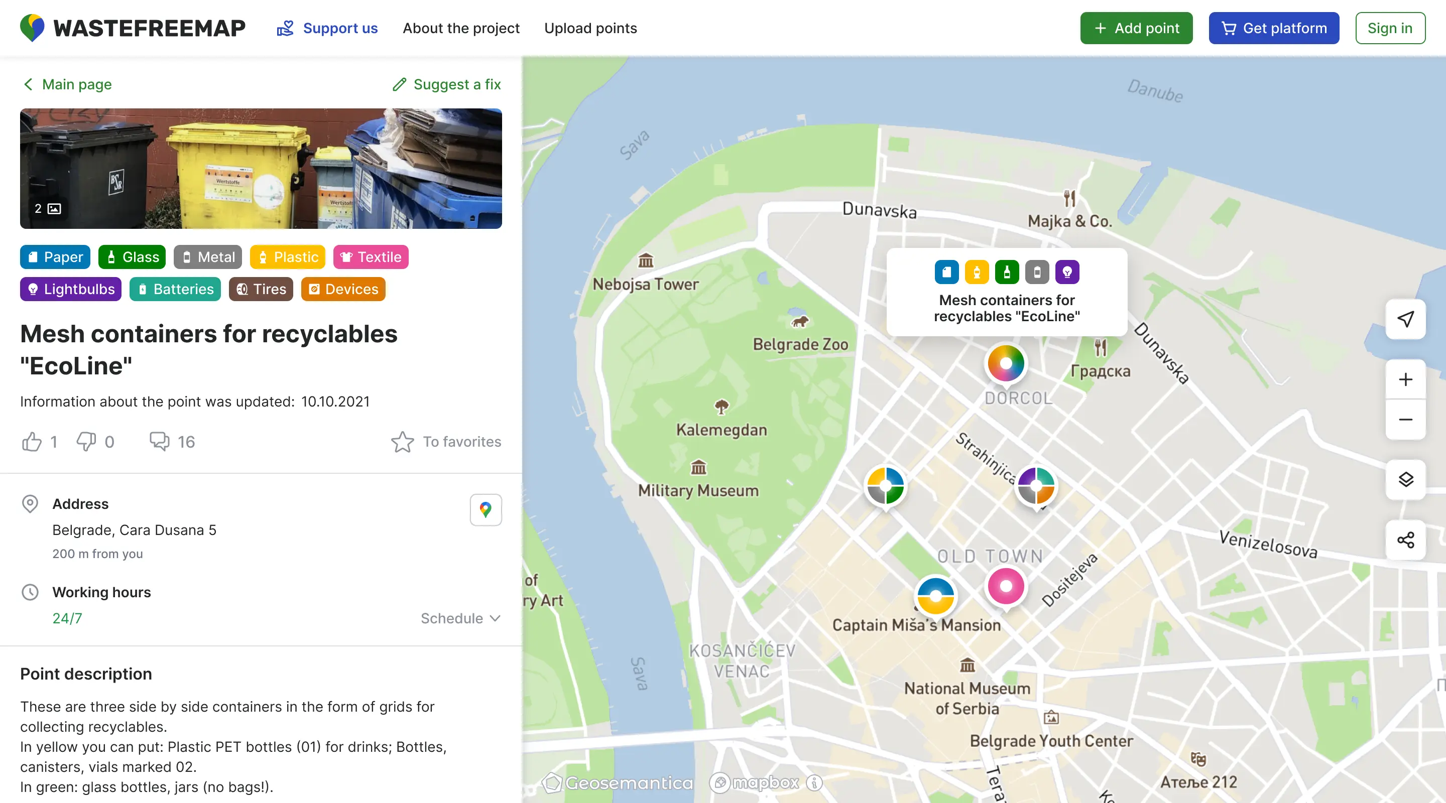 Crowdmapping Platform for Recycling Points: Web & Mobile — screenshot 1